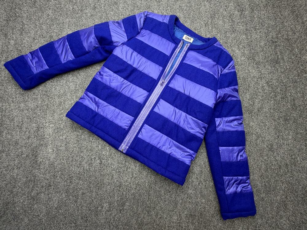 SONIA RYKIEL Paris Wool Puffer Jacket Women EU 40 US 8 Blue Luxury NWOT NEW